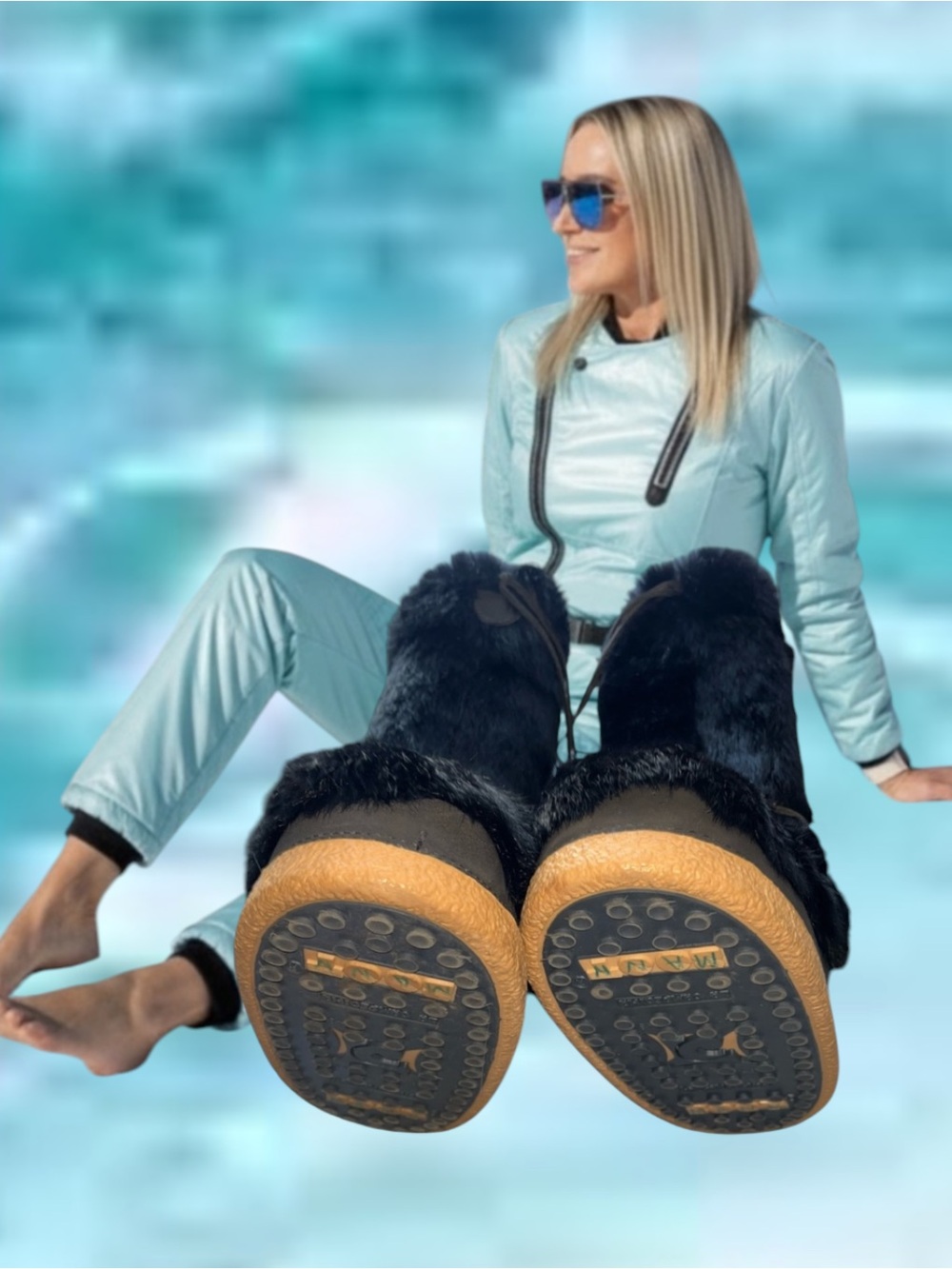 Bogner Black  Fur Winter Boots with Tan Soles
